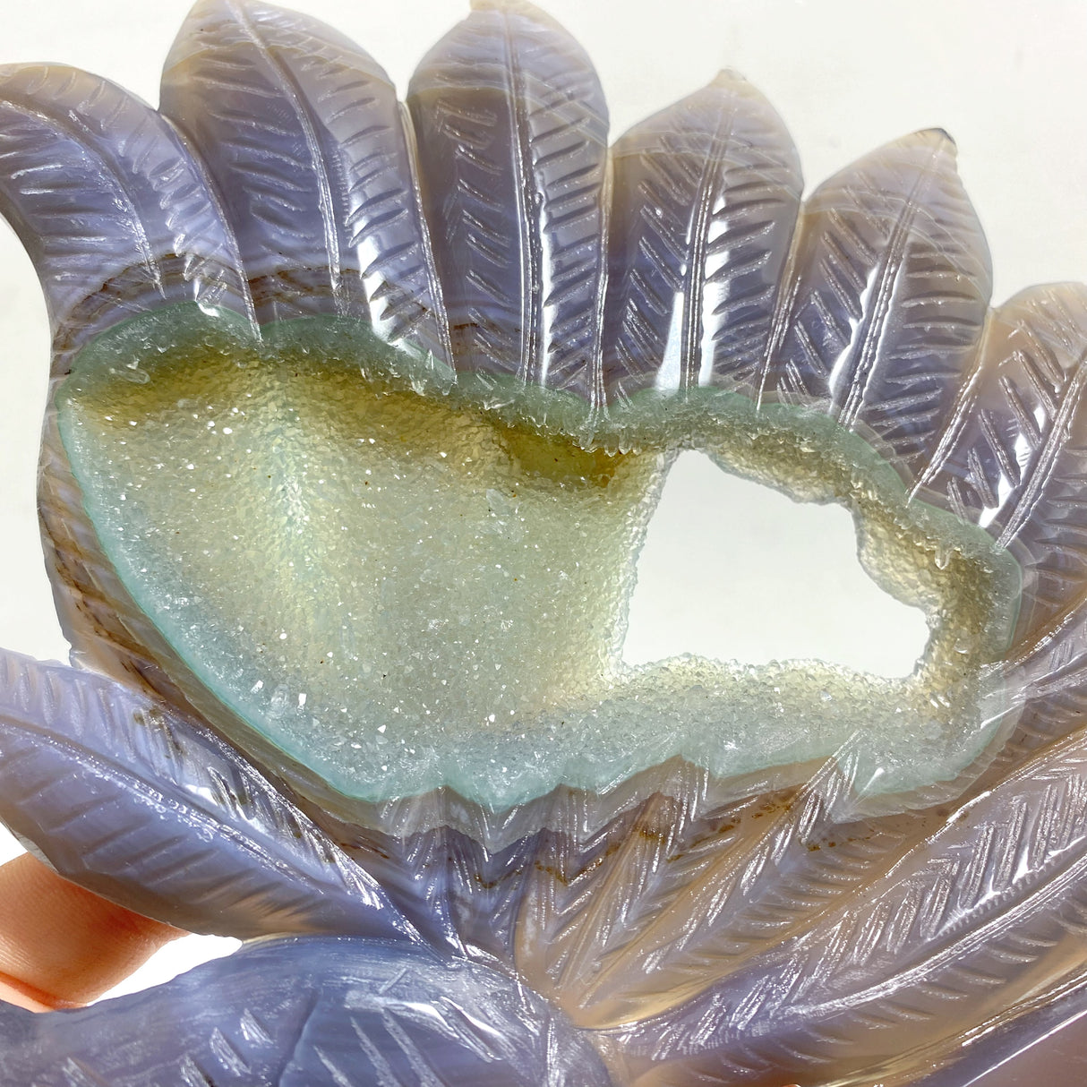 Beautiful Geode Druzy Agate Nine-tailed Fox Carving #7
