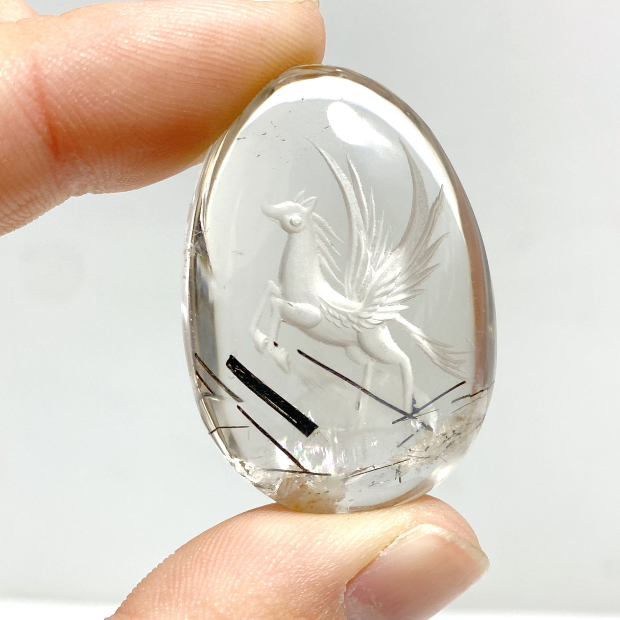 2 Pieces Pegasus Black Rutile Quartz Inner Scene Carving