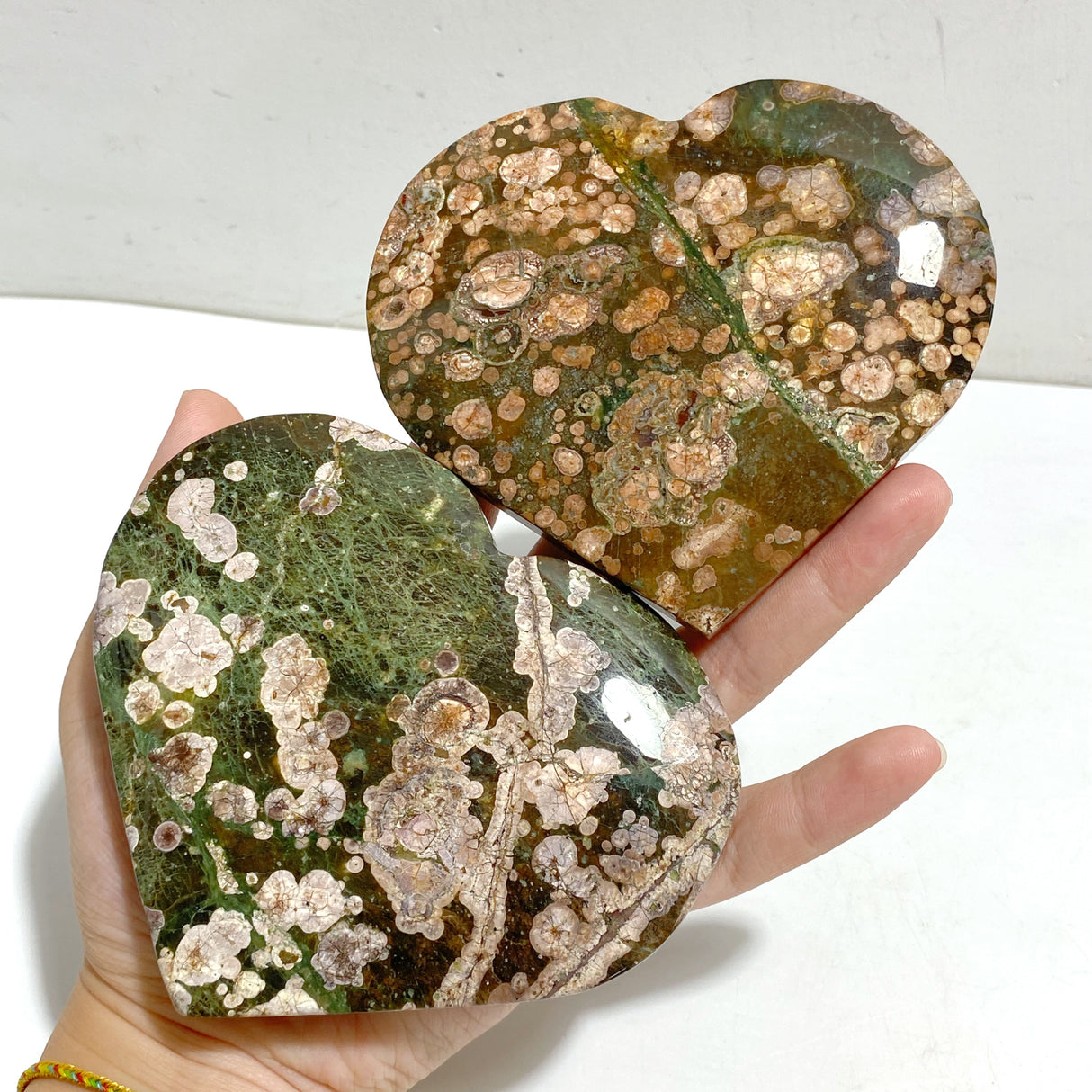 10 Pieces Large Rainforest Jasper Heart #4