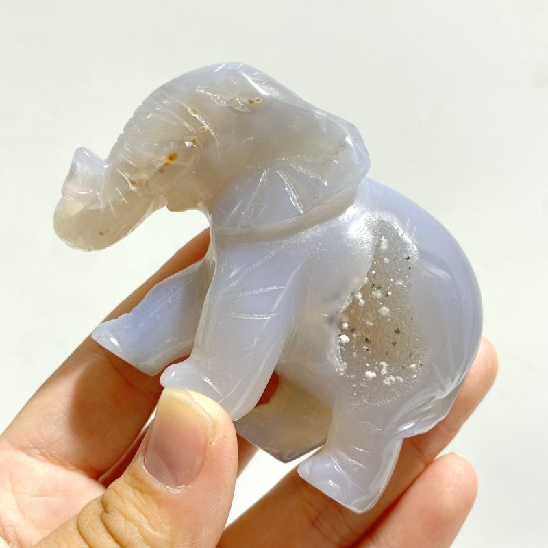 10 pieces Geode Agate Druzy Elephant Carving - Wholesale Crystals