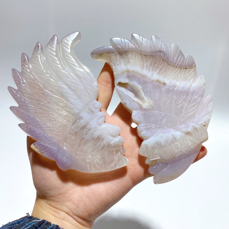 10 Pieces Geode Agate Druzy Indian Feathers Carving - Wholesale Crystals