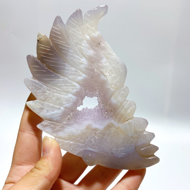 10 Pieces Geode Agate Druzy Indian Feathers Carving - Wholesale Crystals