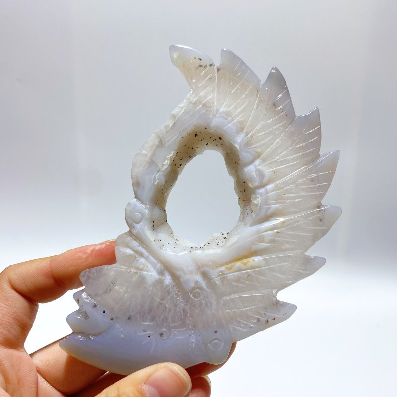 10 Pieces Geode Agate Druzy Indian Feathers Carving - Wholesale Crystals