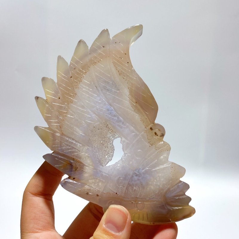 10 Pieces Geode Agate Druzy Indian Feathers Carving - Wholesale Crystals