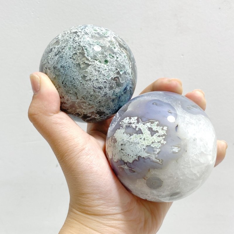 10 Pieces Moss Agate Spheres Ball - Wholesale Crystals