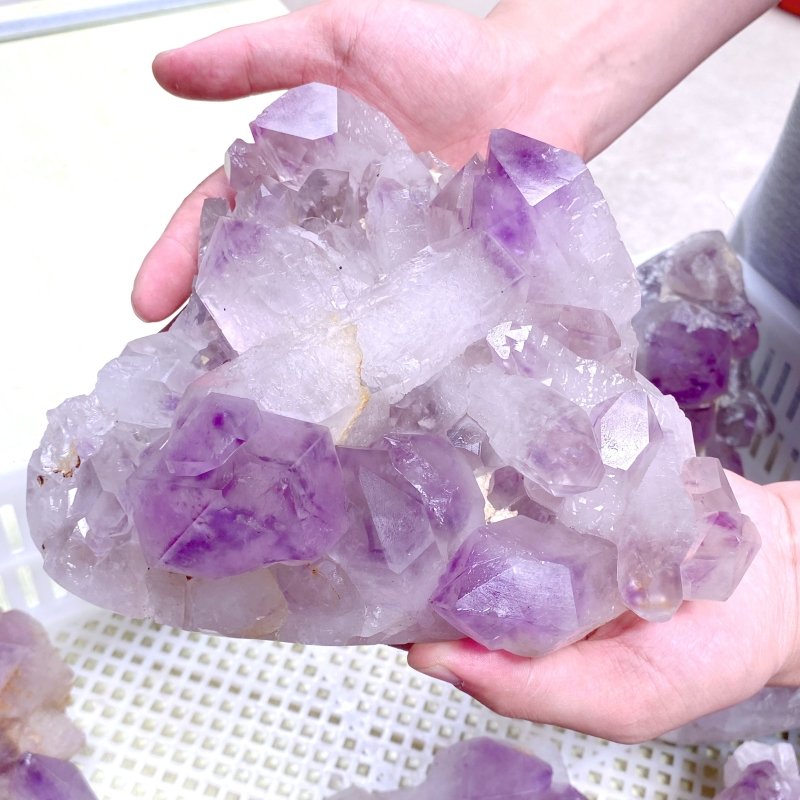 10 Pieces Raw Amethyst Cluster Polished Bottom (Sea Freight Only) -Wholesale Crystals