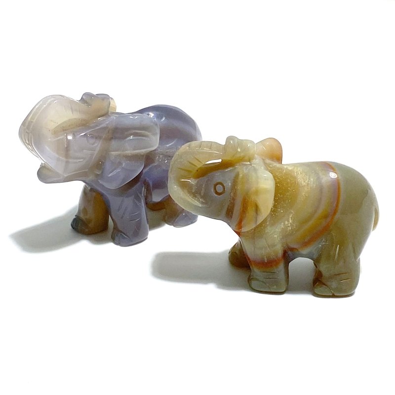 10 pieces Small Geode Agate Druzy Elephant Carving - Wholesale Crystals