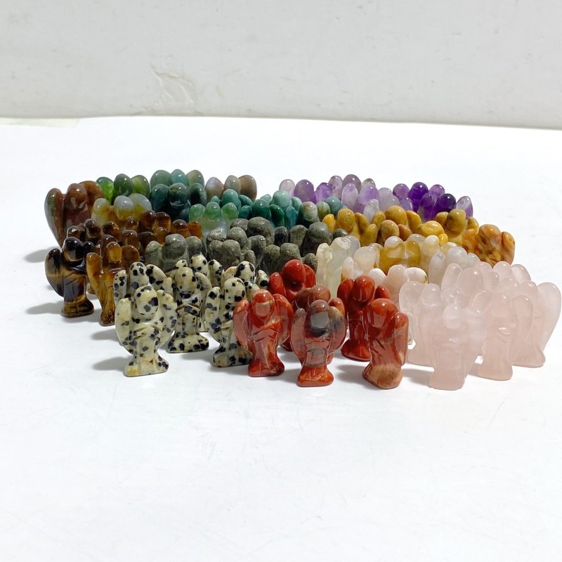 10 Types Mini Angel Carving Rose Quartz Moss Agate -Wholesale Crystals