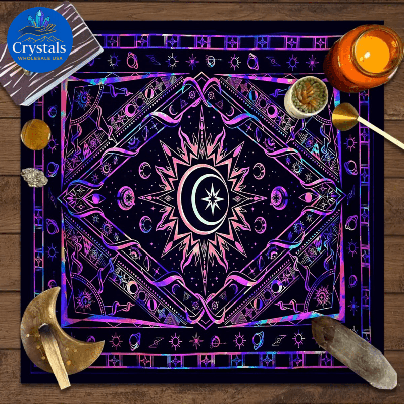 11 Mystical Runes Starry Sky Moon Phase Tarot Tablecloth - Wholesale Crystals