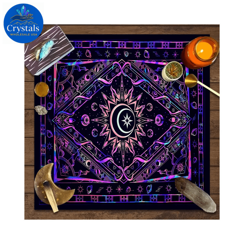 11 Mystical Runes Starry Sky Moon Phase Tarot Tablecloth - Wholesale Crystals