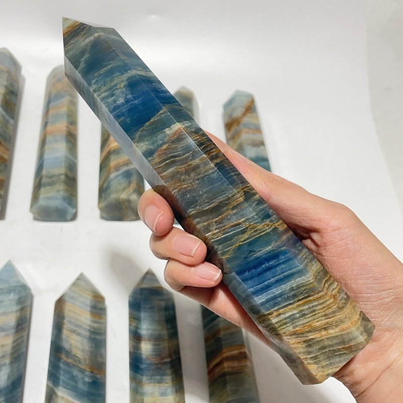 11 Pieces Blue Onyx Tower 6.7-8.6in(17-22cm) -Wholesale Crystals