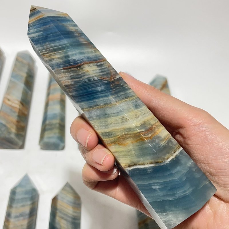 11 Pieces Blue Onyx Tower 6.7-8.6in(17-22cm) -Wholesale Crystals
