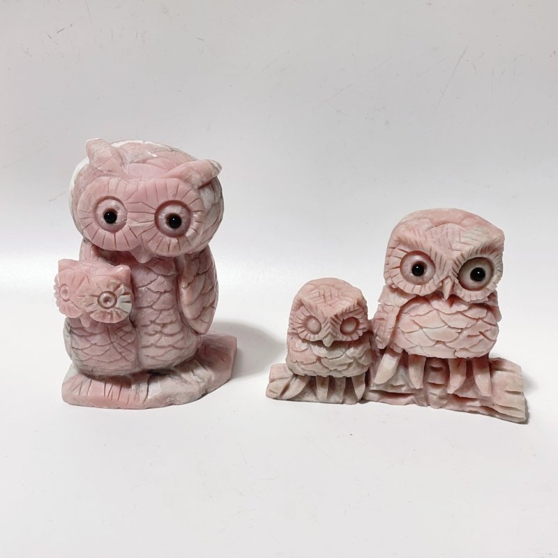 11 Pieces Cute Pink Opal Owl Carving -Wholesale Crystals