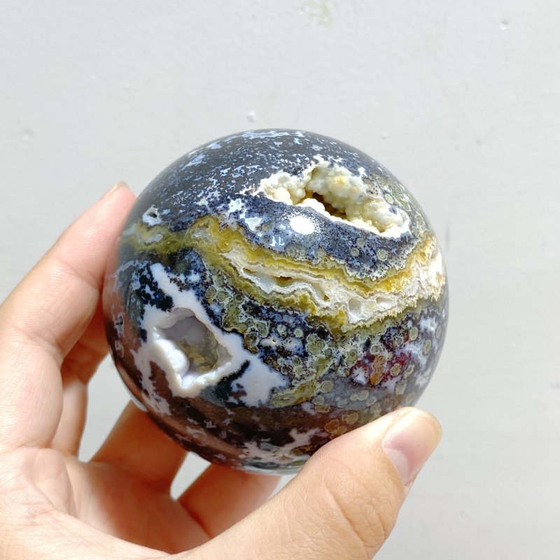 11 Pieces Geode Druzy 8th Vein Ocean Jasper Spheres -Wholesale Crystals