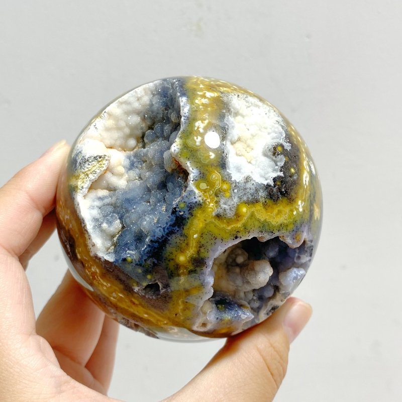 11 Pieces Geode Druzy 8th Vein Ocean Jasper Spheres -Wholesale Crystals