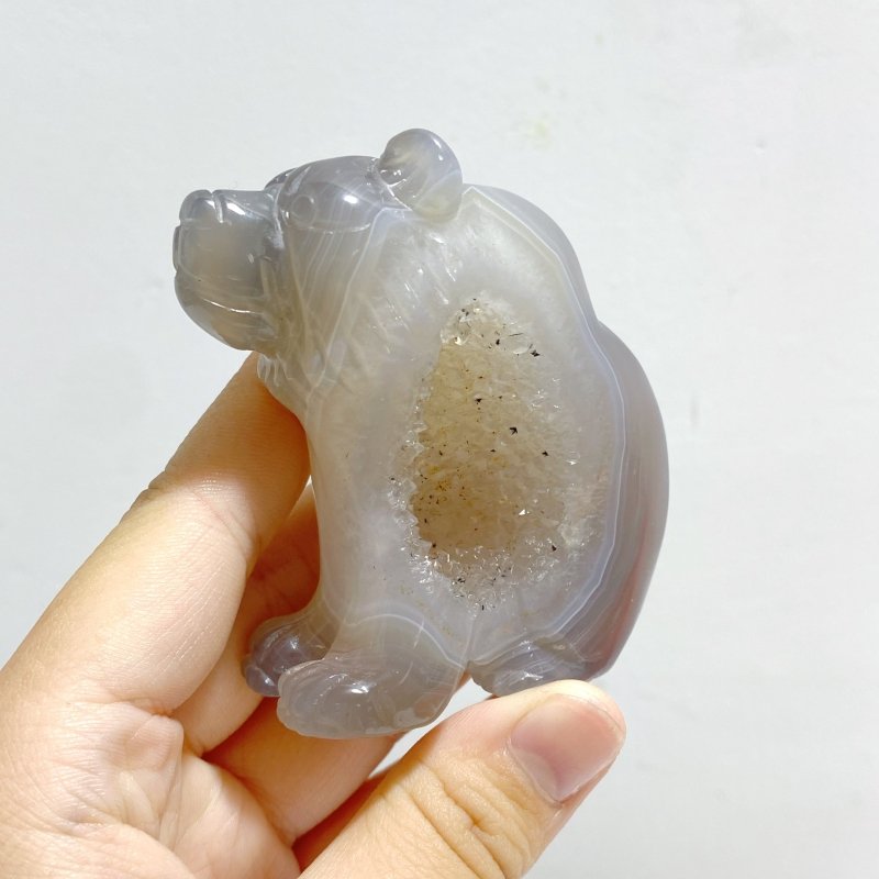 11 Pieces Geode Druzy Agate Bear Carving - Wholesale Crystals