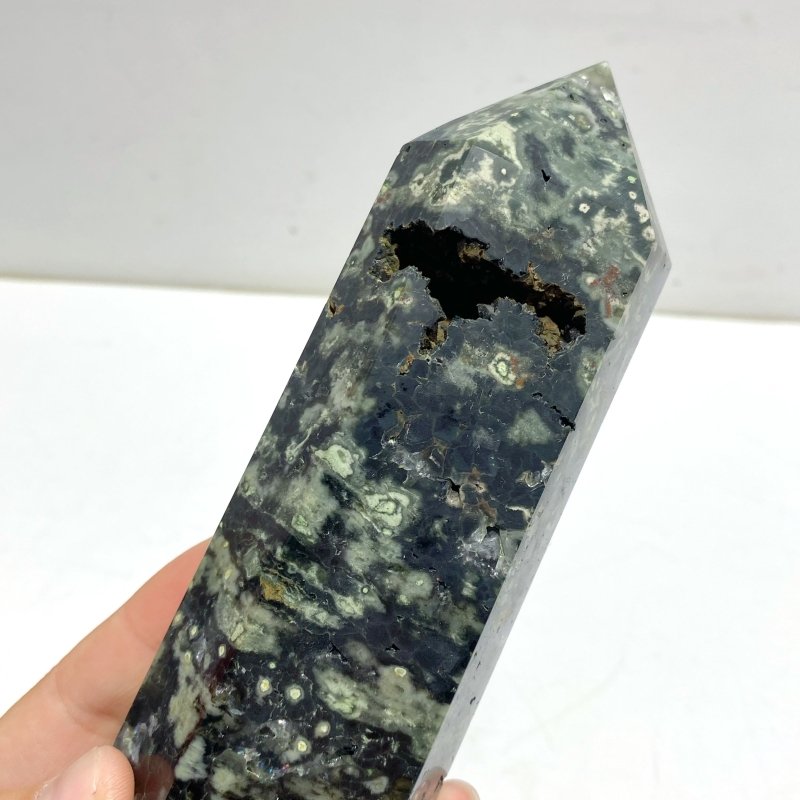 11 Pieces Green Sea Jasper Druzy Point - Wholesale Crystals