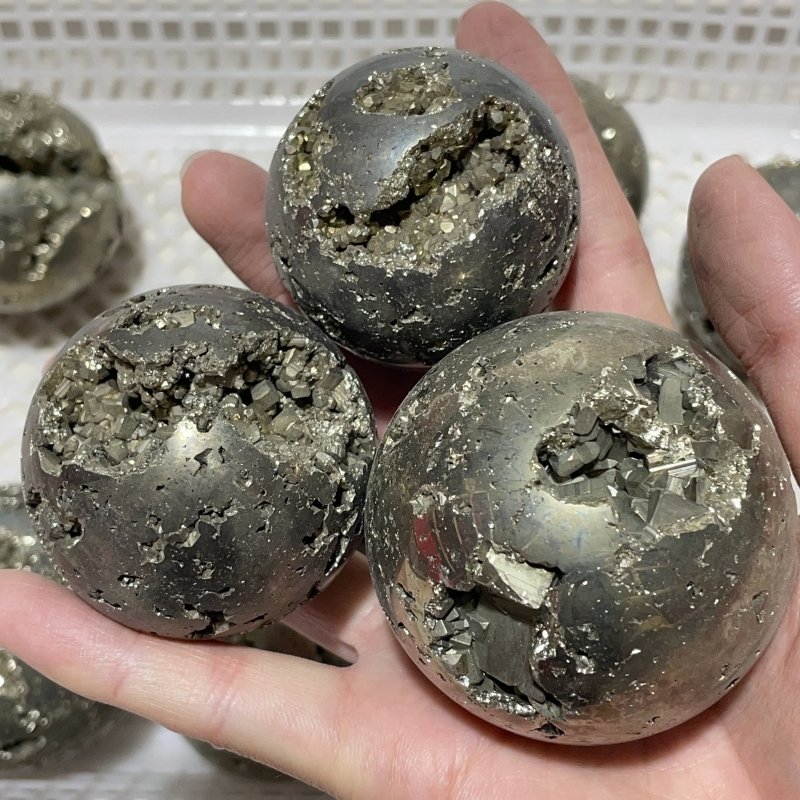 11 Pieces High Quality Pyrite Crystal Sphere Ball -Wholesale Crystals