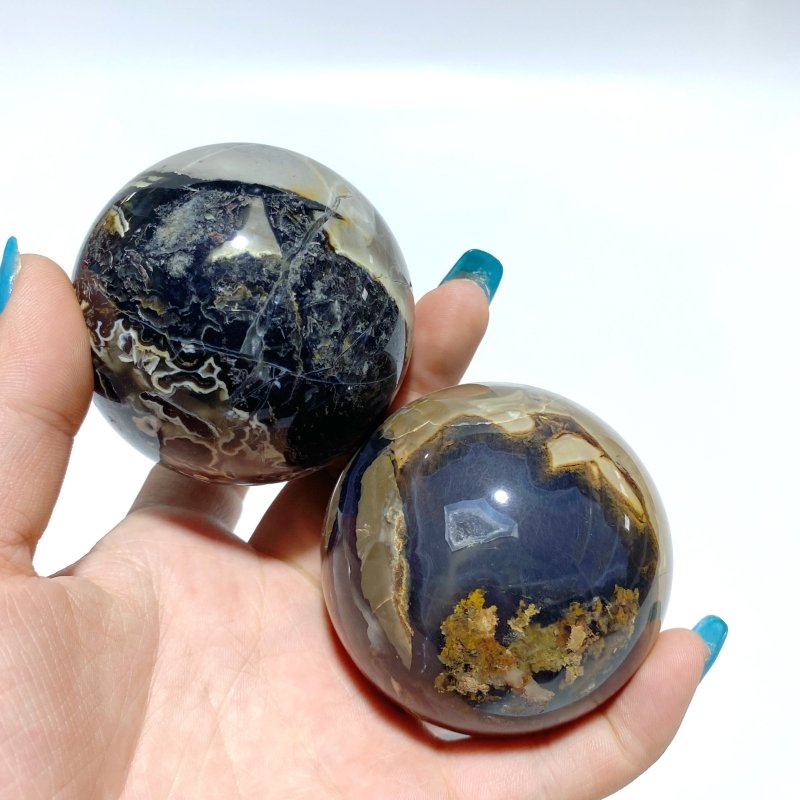 11 Pieces Volcano Agate Sphere(UV - Reactive) - Wholesale Crystals