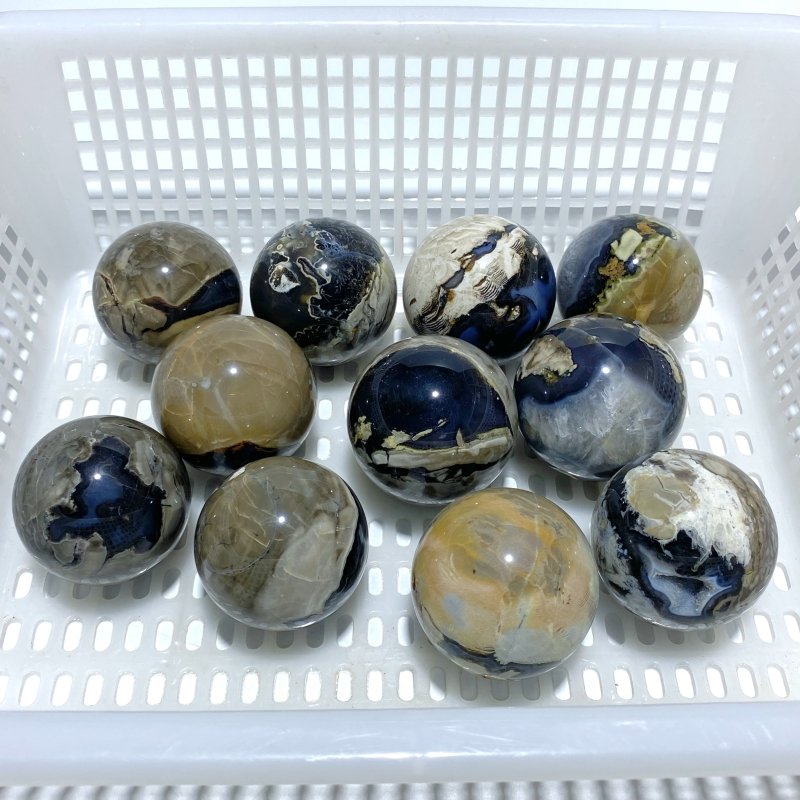 11 Pieces Volcano Agate Sphere(UV - Reactive) - Wholesale Crystals