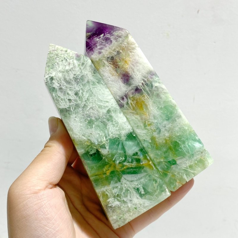 12 Pieces Feather Fluorite Four - Sided Tower Points - Wholesale Crystals