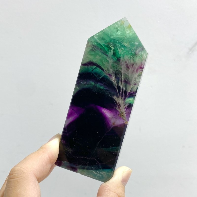 12 Pieces Feather Fluorite Four - Sided Tower Points - Wholesale Crystals