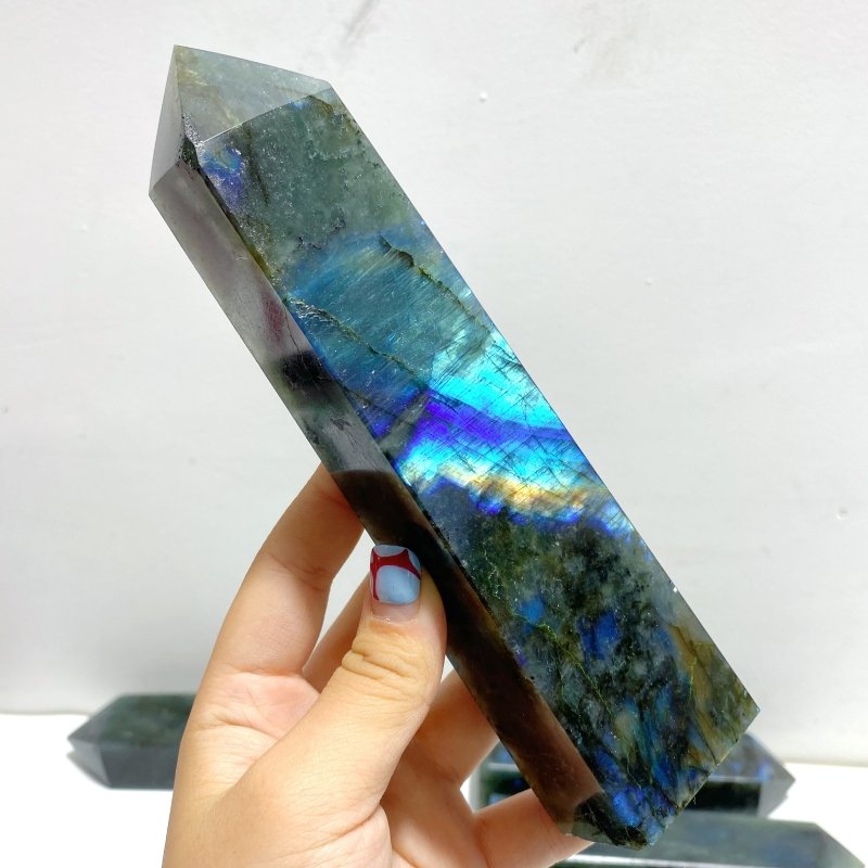 12 Pieces Flash Labradorite Four - Sided Tower Point - Wholesale Crystals