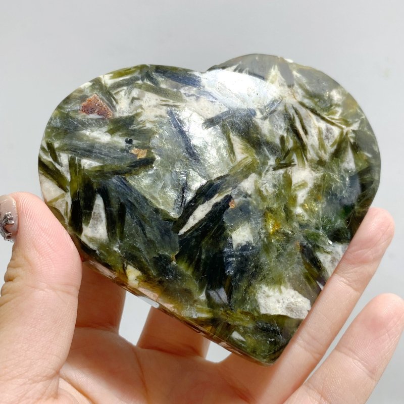 12 Pieces Green Mica Mixed Quartz Heart -Wholesale Crystals