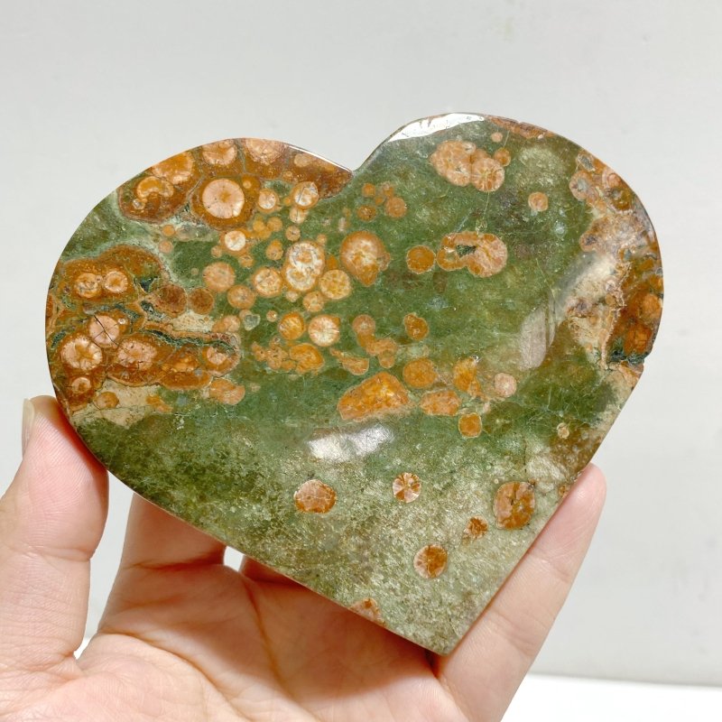 12 Pieces Large Rainforest Jasper Heart 2 -Wholesale Crystals
