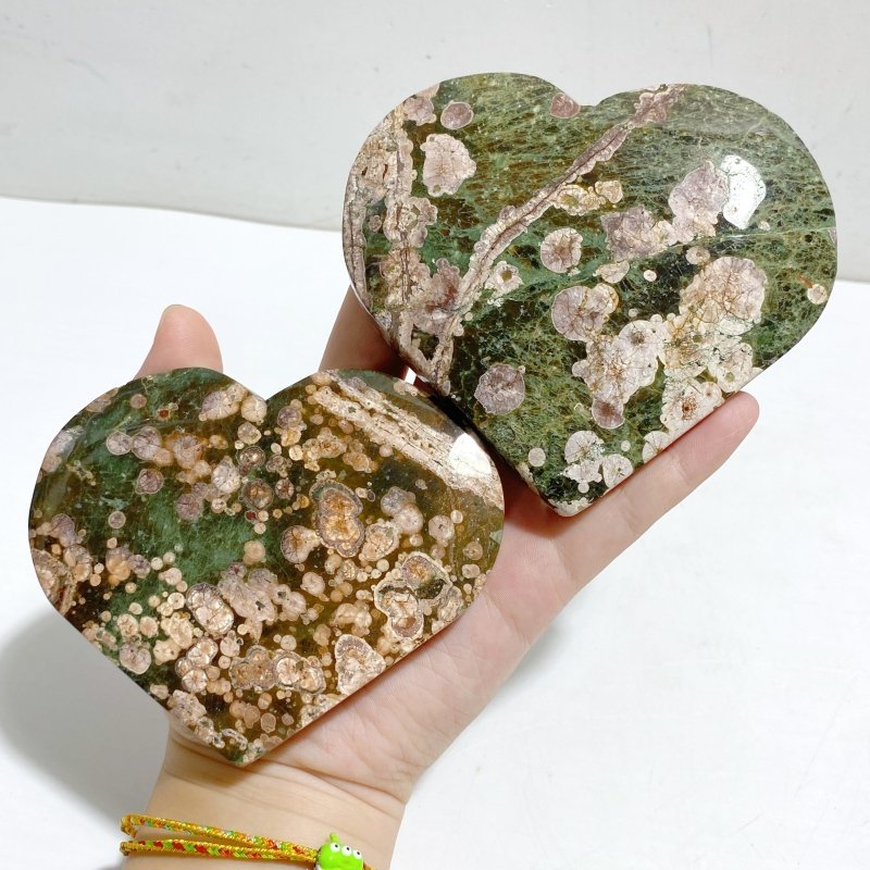12 Pieces Large Rainforest Jasper Heart 2 -Wholesale Crystals
