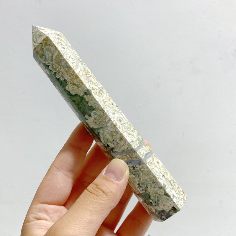 13 - 17cm Green Sakura Flower Agate Point Wholesale - Wholesale Crystals