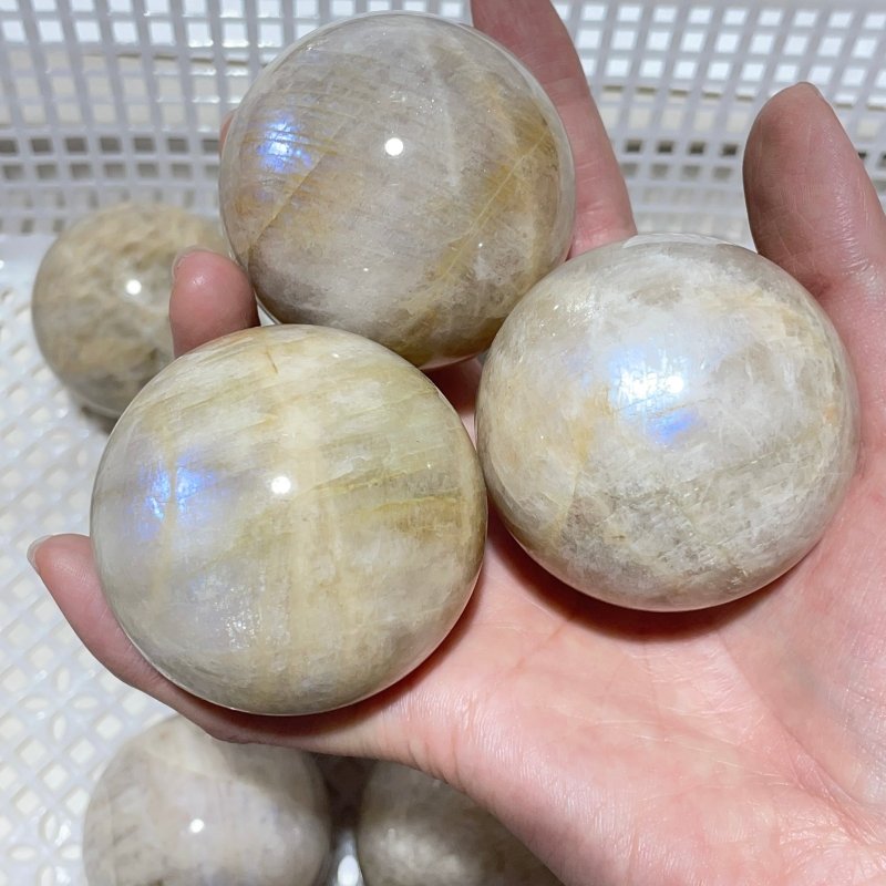 14 Pieces Beautiful Blue Moonstone Spheres -Wholesale Crystals
