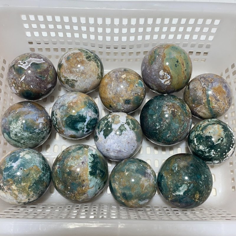 14 Pieces Beautiful Ocean Jasper Spheres -Wholesale Crystals