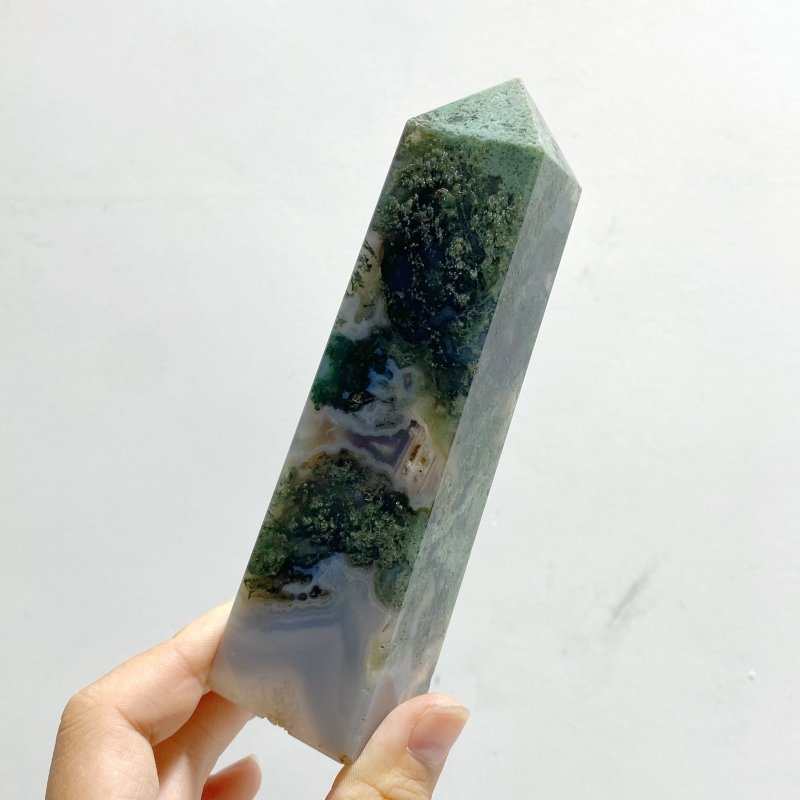 14 Pieces Moss Agate Four - sided Points - Wholesale Crystals