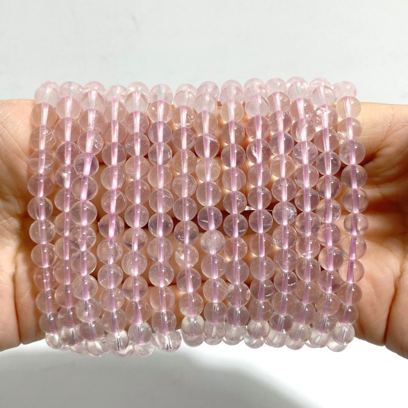 14 Pieces Six Star Line Rose Quartz Bracelets - Wholesale Crystals