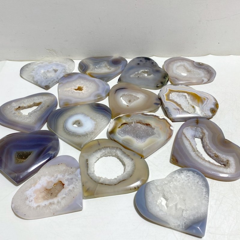 15 Pieces Geode Agate Heart -Wholesale Crystals