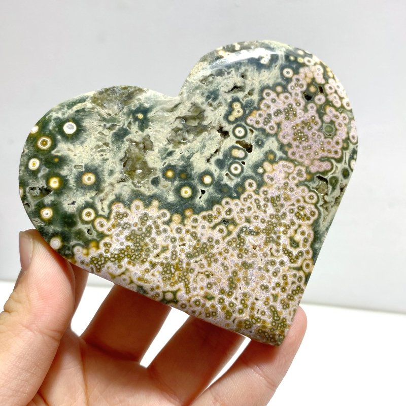 15 Pieces Large 8th Vein Ocean Jasper Heart 3 (Defect) - Wholesale Crystals