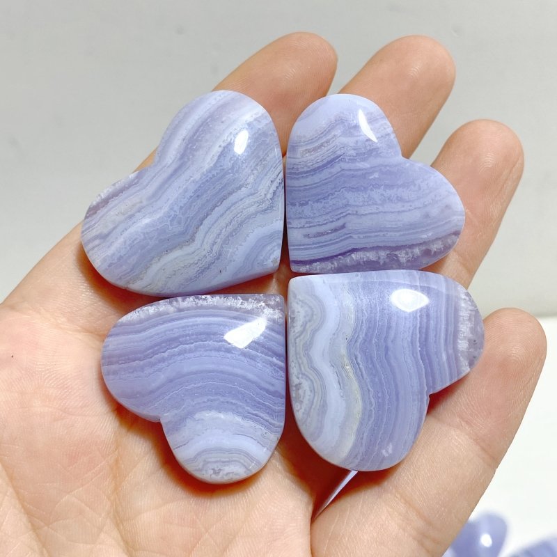 156 Pieces High Quality Blue Lace Agate Heart - Wholesale Crystals