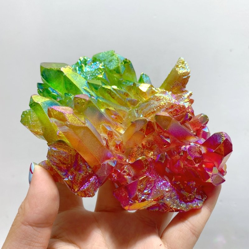 16 Pieces Aura Colorful Clear Quartz Cluster - Wholesale Crystals
