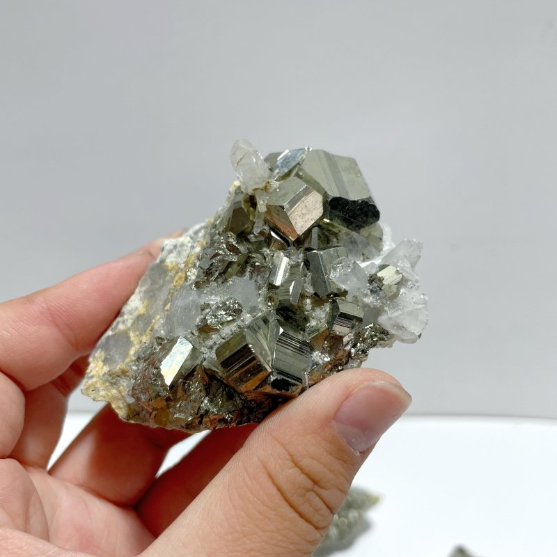 16 Pieces Pyrite Mixed Clear Quartz Cluster Specimen For Collection - Wholesale Crystals