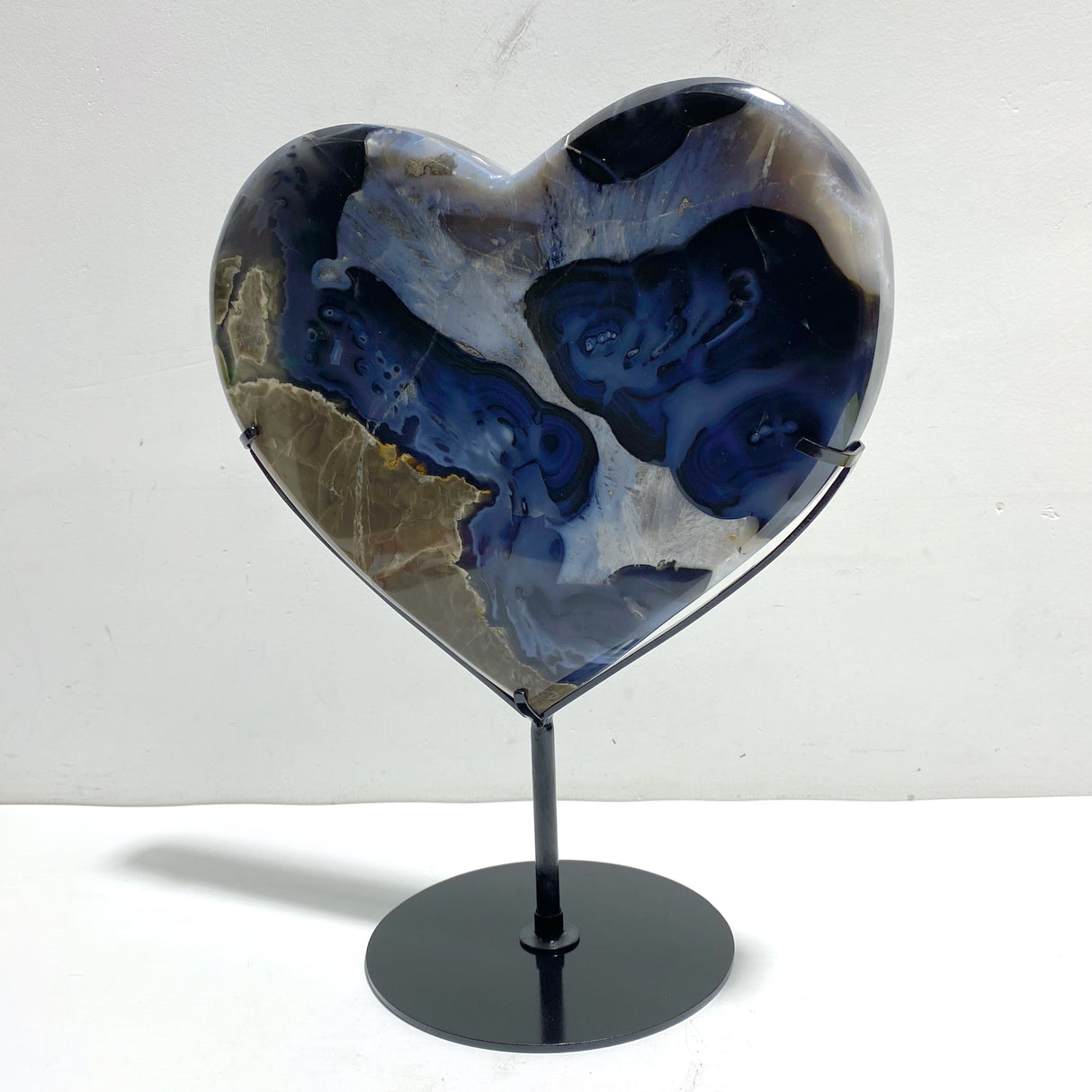 Large Volcano Agate Heart With Stand (UV-Reactive)