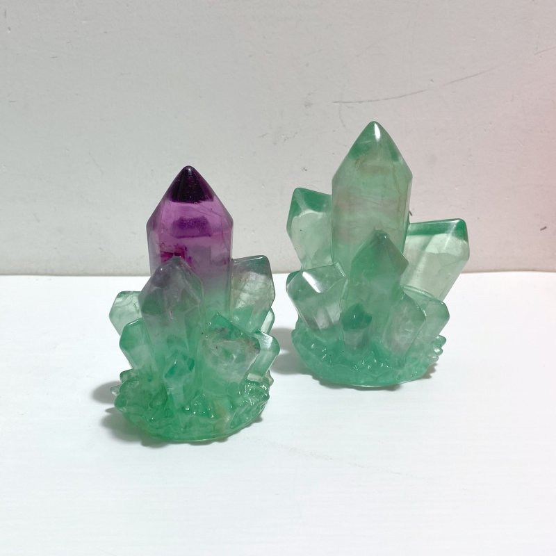 17 Pieces Beautiful Rainbow Fluorite Cluster Carving - Wholesale Crystals