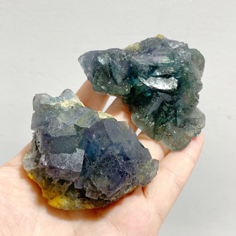 17 Pieces Blue Fluorite Mixed Pyrite Raw Stone -Wholesale Crystals