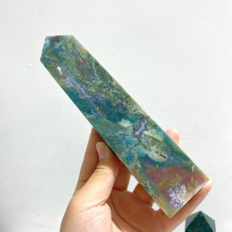 17 Pieces Moss Agate Four - Sided Points - Wholesale Crystals