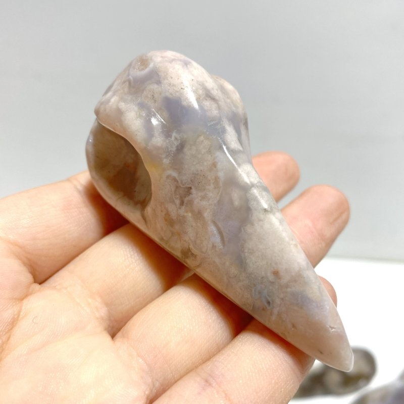 18 Pieces Sakura Flower Agate Crow Skull Carving - Wholesale Crystals
