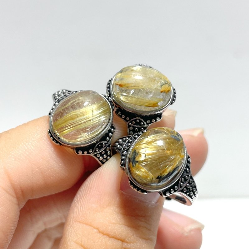 19 Pieces Beautiful Gold Rutile Quartz Different Styles Ring - Wholesale Crystals