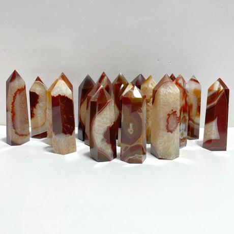 19 Pieces Carnelian Mixed Quartz Tower Point - Wholesale Crystals