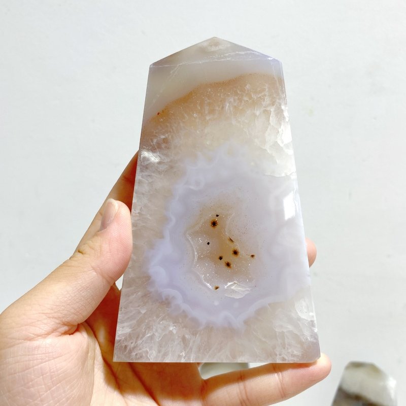 19 Pieces Geode Druzy Agate Four - sided Tower Point - Wholesale Crystals