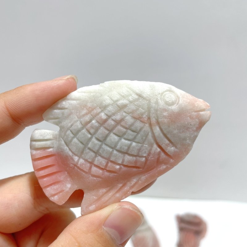 19 Pieces Pink Opal Sea Animals Carving - Wholesale Crystals