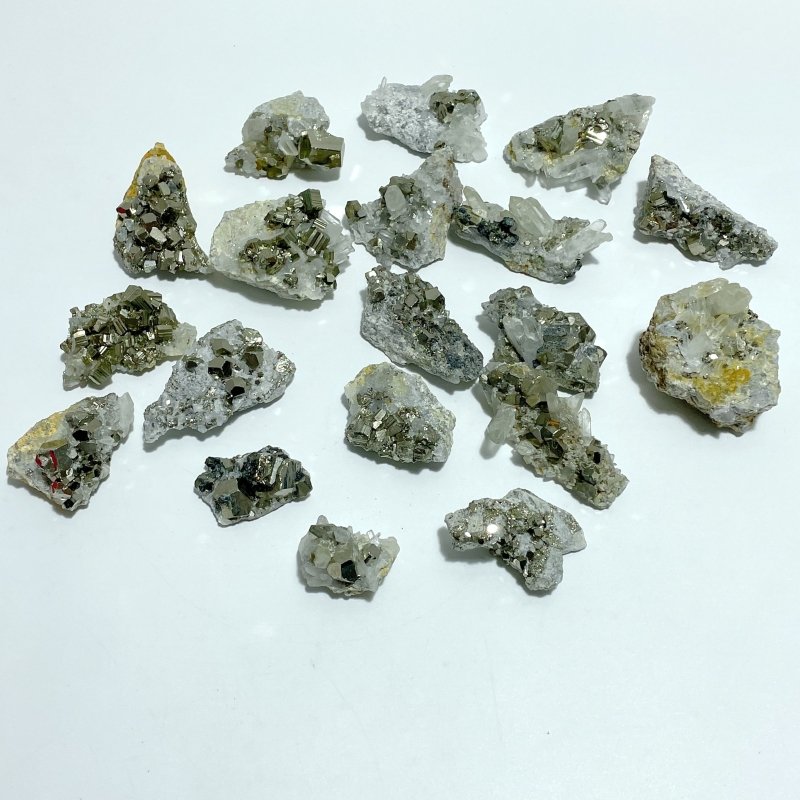 19 Pieces Pyrite Mixed Clear Quartz Cluster Specimen For Collection - Wholesale Crystals